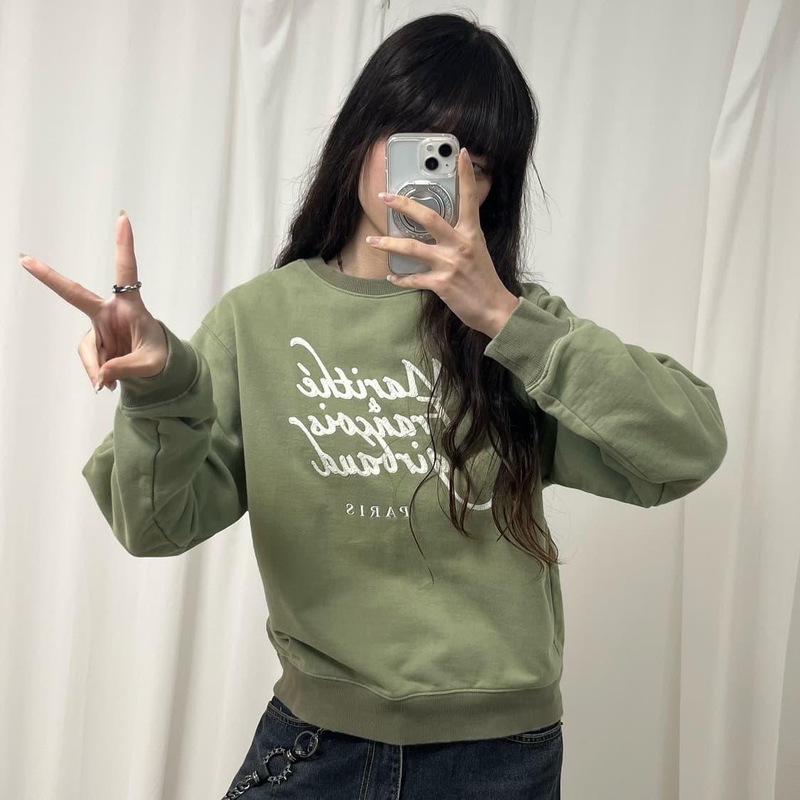Marithe olive green sweatshirt 상품이미지2