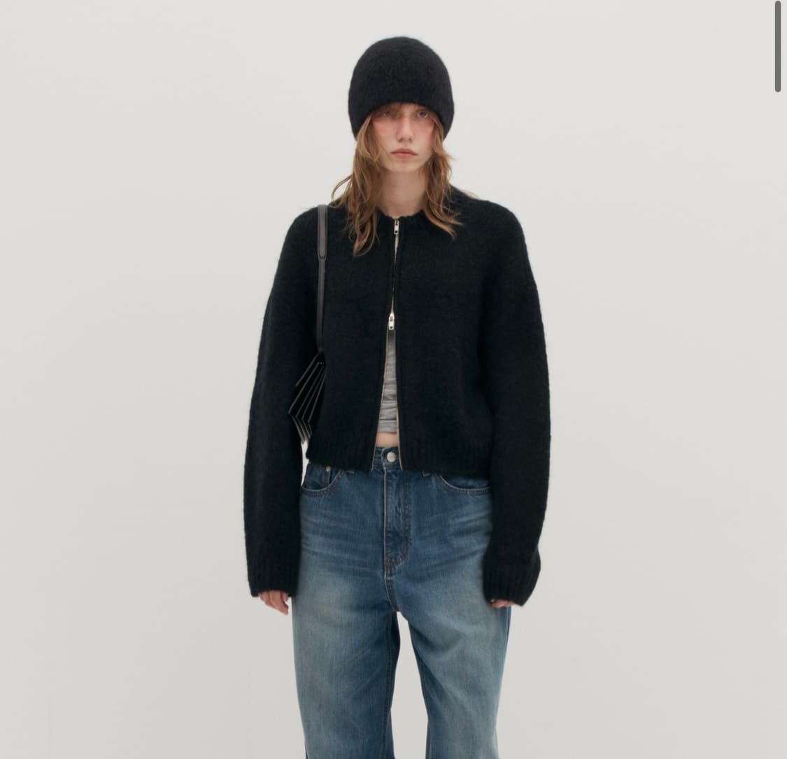 니트 집업 블랙  상품이미지3