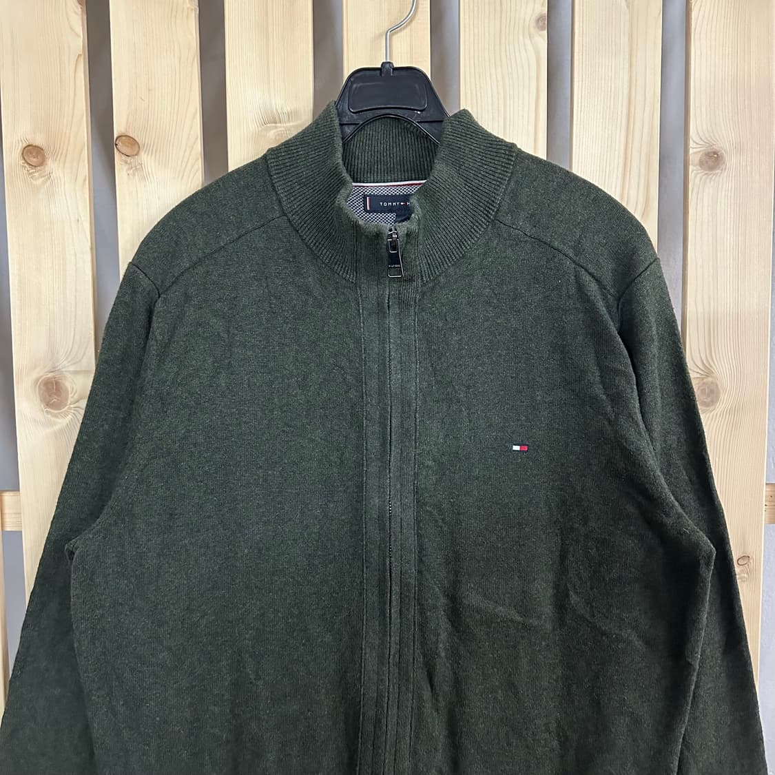 (L) 타미힐피거 카키 니트 집업 가디건 상품이미지5
