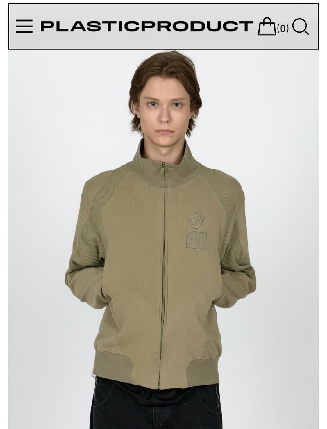 (M)플라스틱 프로덕트 CONTRAST ZIPPED JACKET 카키 상품이미지1