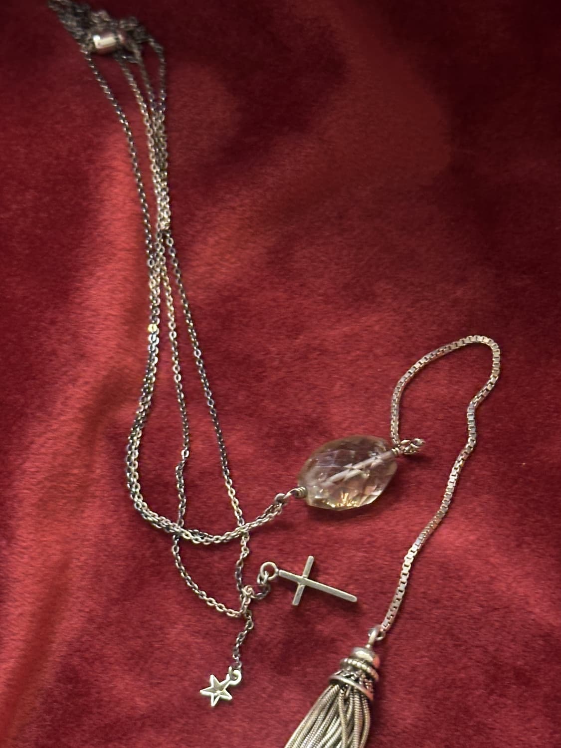 Vintage smoky quartz tassel 925silver ne 상품이미지4