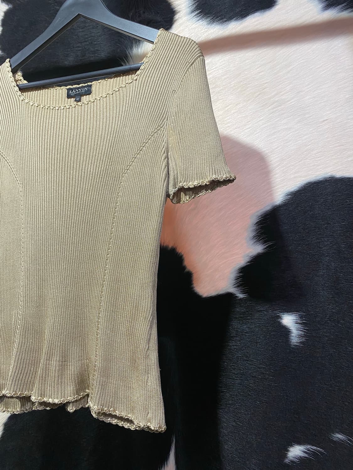 Lanvin 베이지 슬림핏 골지 반팔 니트 상품이미지5