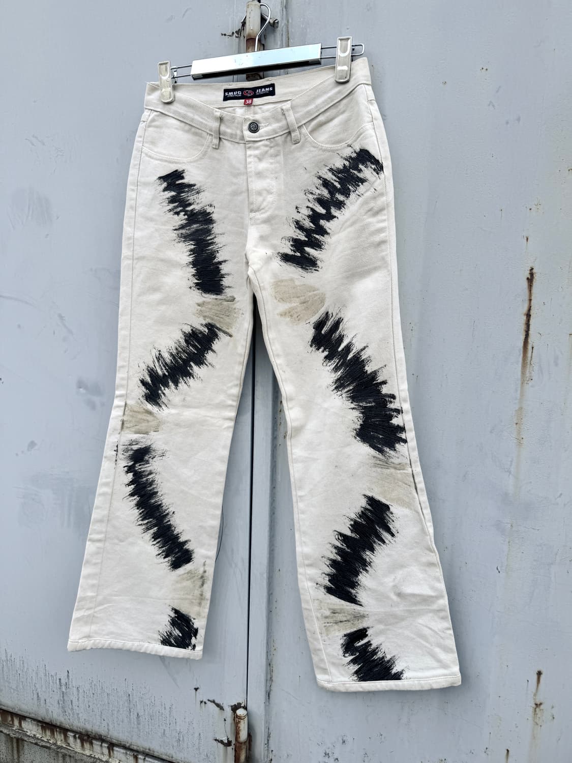 화이트 그래픽 스트레이트 진 상품이미지2