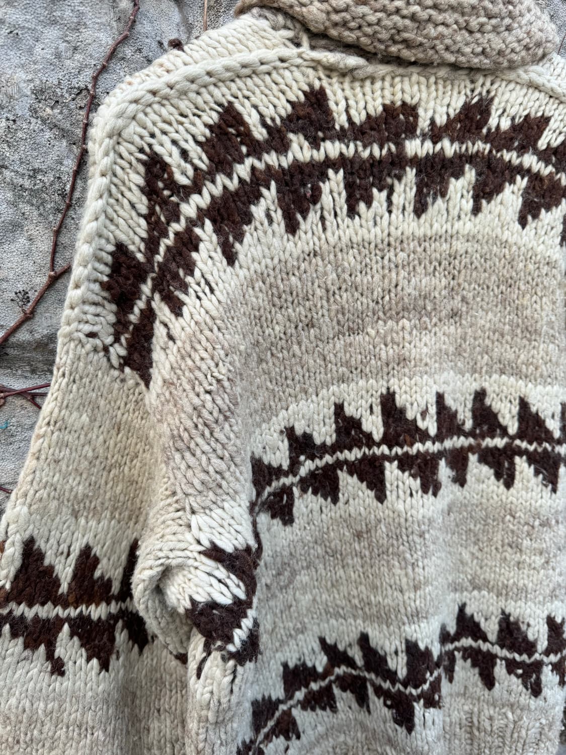 70s 캐나디언 코위찬 빈티지 핸드 니트 집업 가디건 상품이미지6