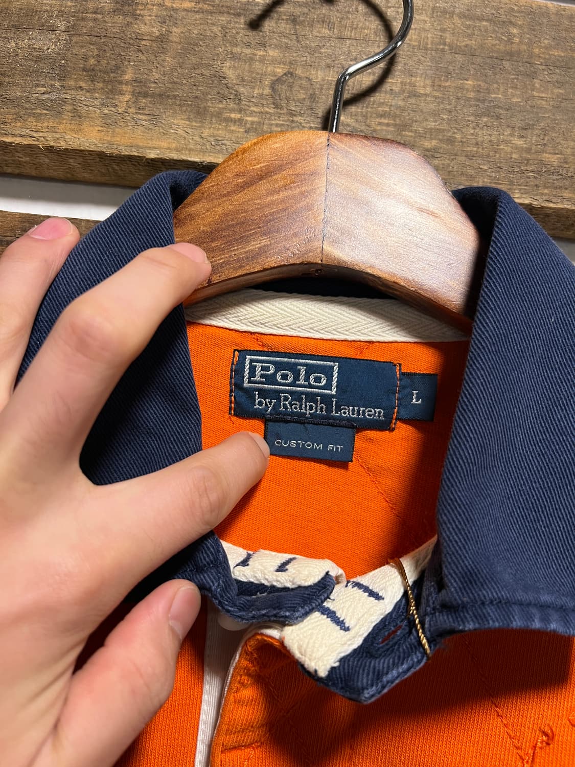[L]폴로 랄프로렌 오렌지 네이비 럭비 티셔츠 상품이미지2