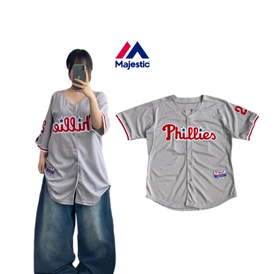 마제스틱 필라델피아 필리스 베이스볼 유니폼 반팔 져지 상품이미지1