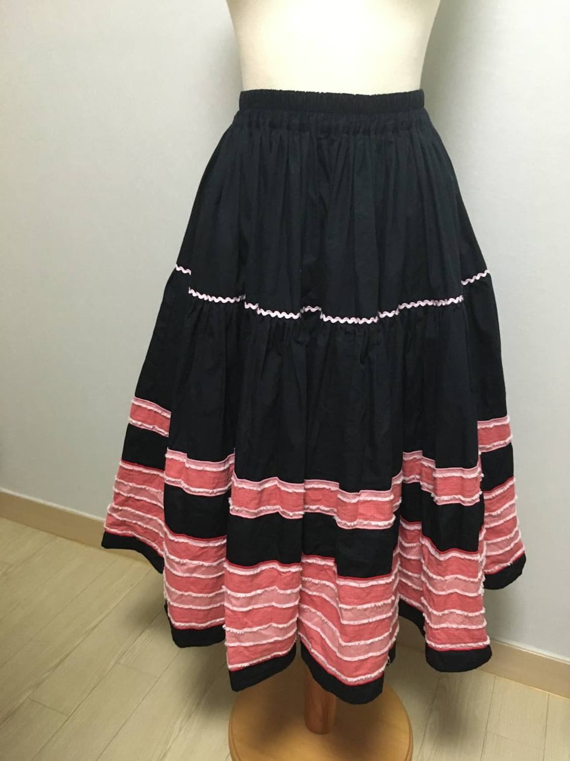 일본빈티지 캉캉 블랙 핑크 스커트 상품이미지6