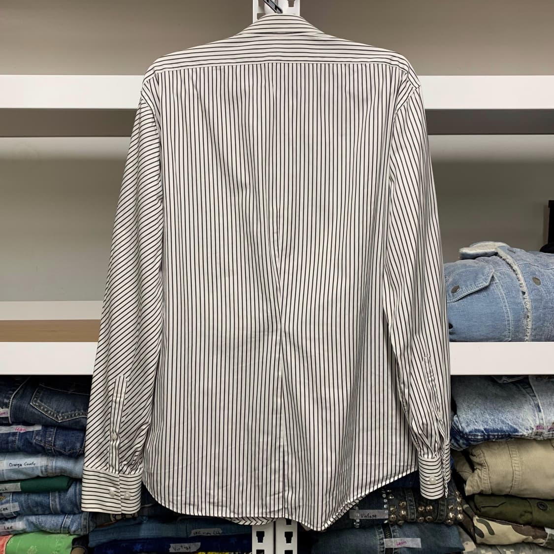 [M] 블랙 바렛 바이 닐 바렛 스트라이프 패치워크 코튼셔츠 상품이미지3