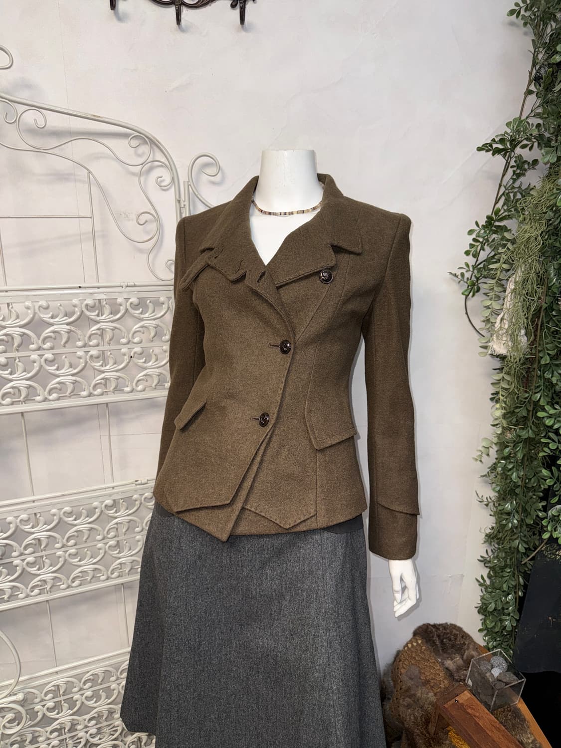 Anne Klein brown wool button jacket  상품이미지1