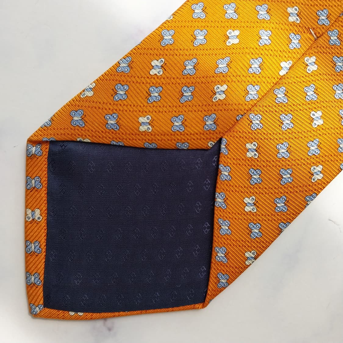 앤드류스타이 실크 오렌지 나비 패턴 넥타이 9.2cm A등급 K2387
 상품이미지7
