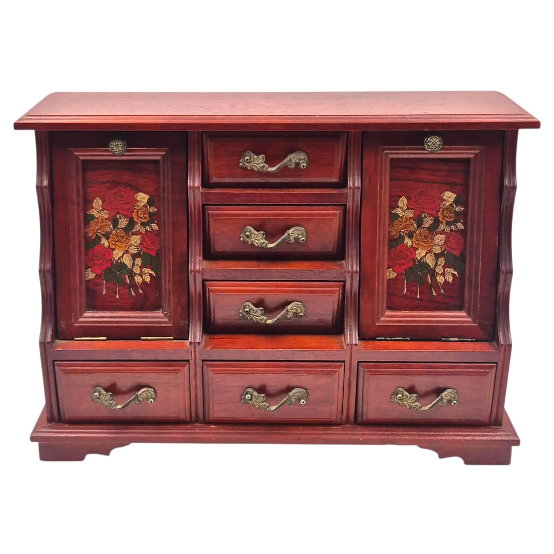 70s 엔틱 우드 플로랄 페인팅 오르골 대형 서랍장 상품이미지1