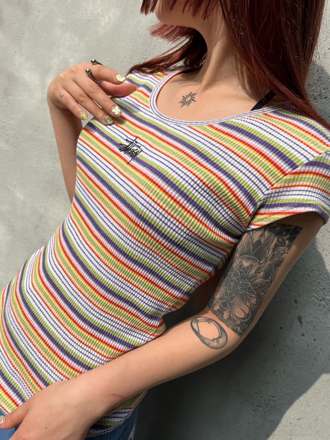 스투시 스트라이프 반팔탑 상품이미지2