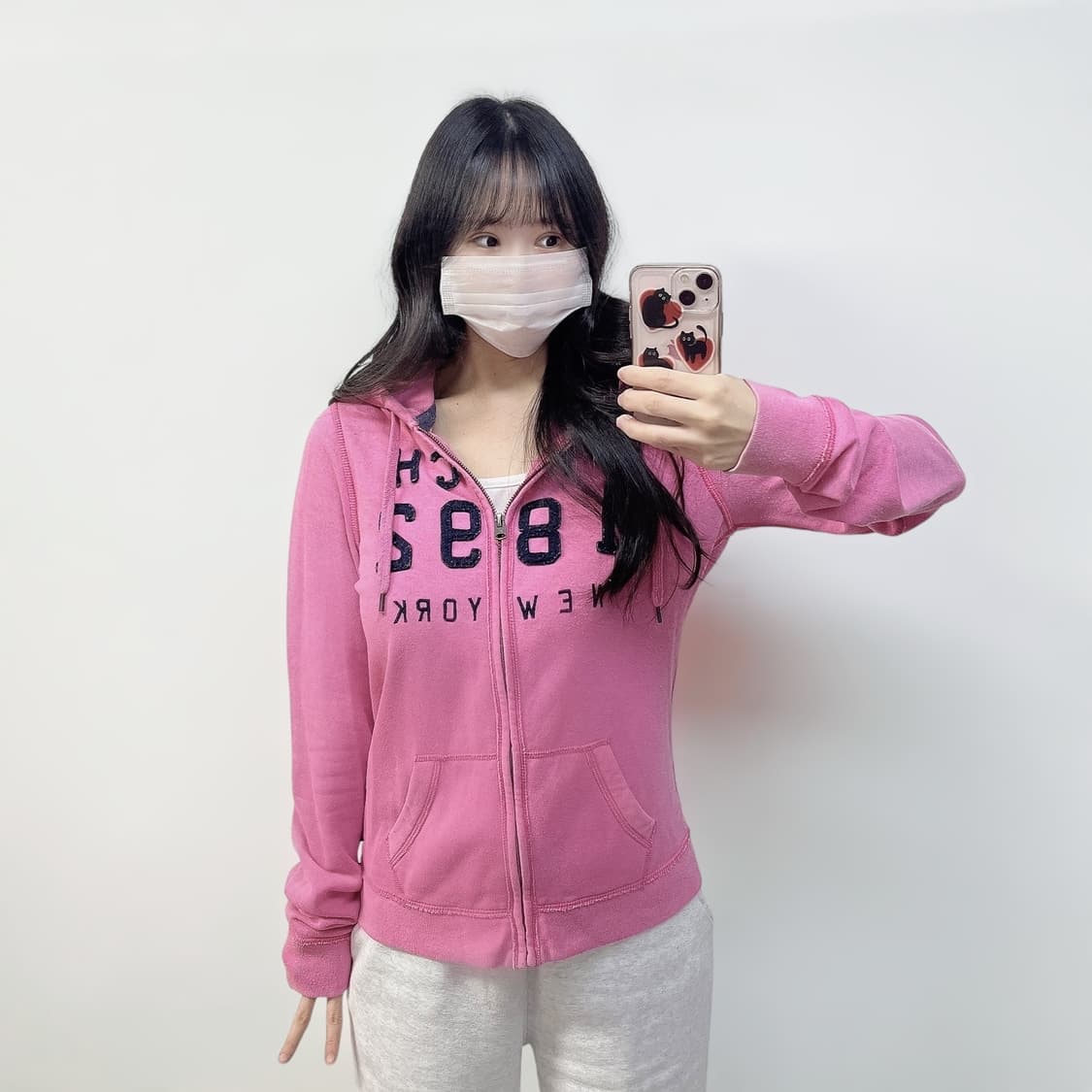 아베크롬비 피치 로고 후드집업 핑크 상품이미지1