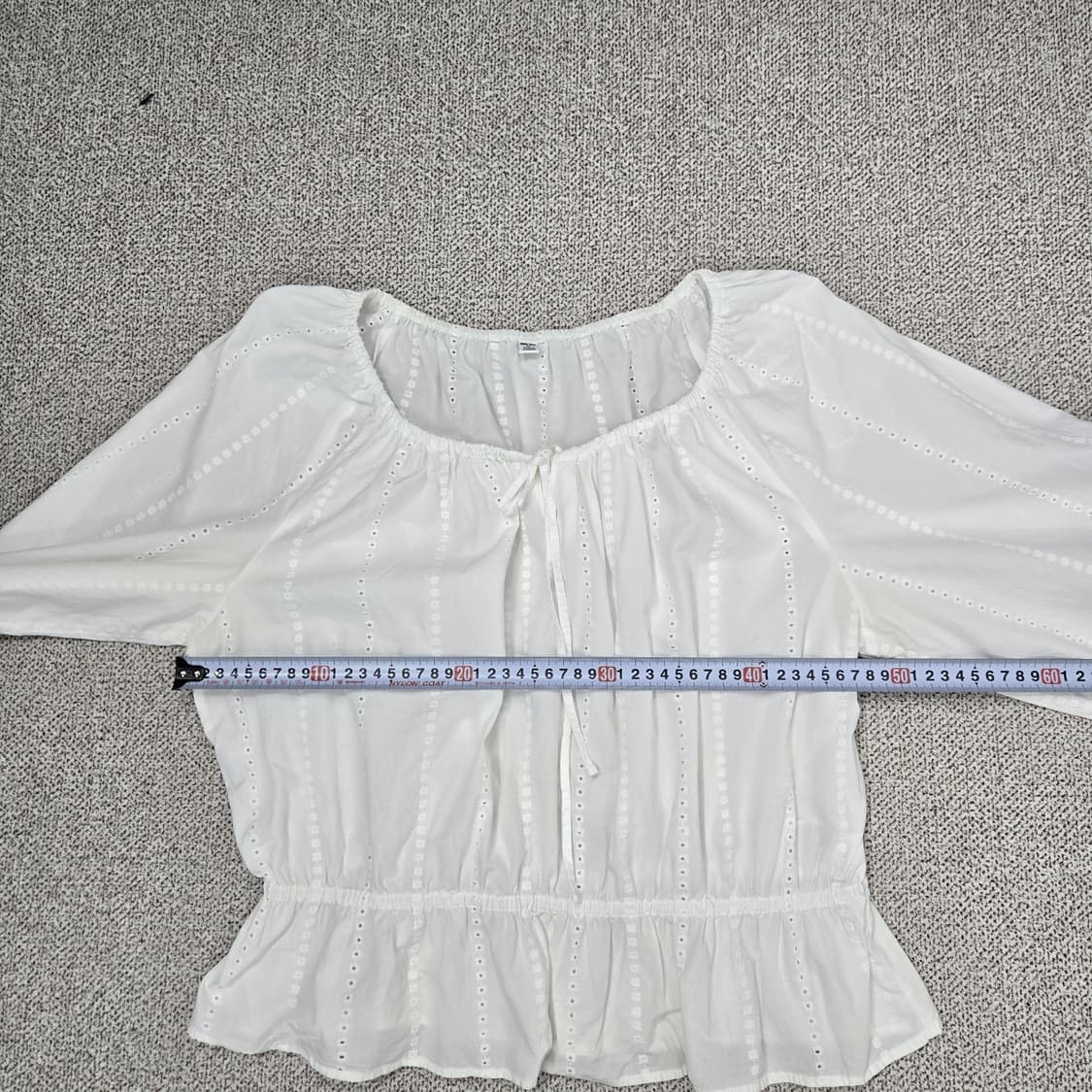 0182 유니클로 화이트 펀칭 블라우스 7부XL 상품이미지7