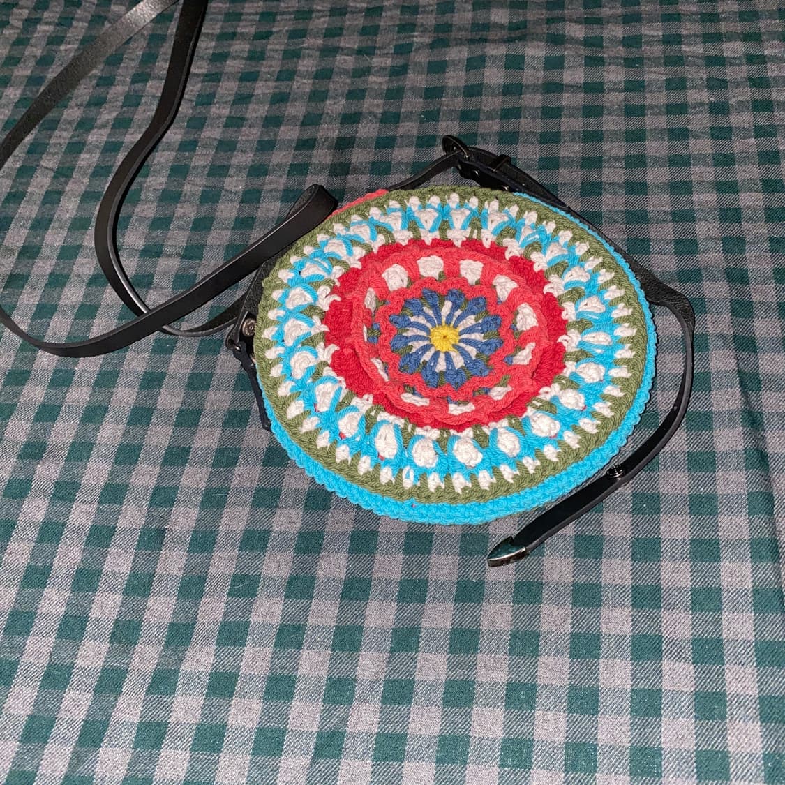 앤더슨벨 크로셰 탬버린백 블루레드 상품이미지2
