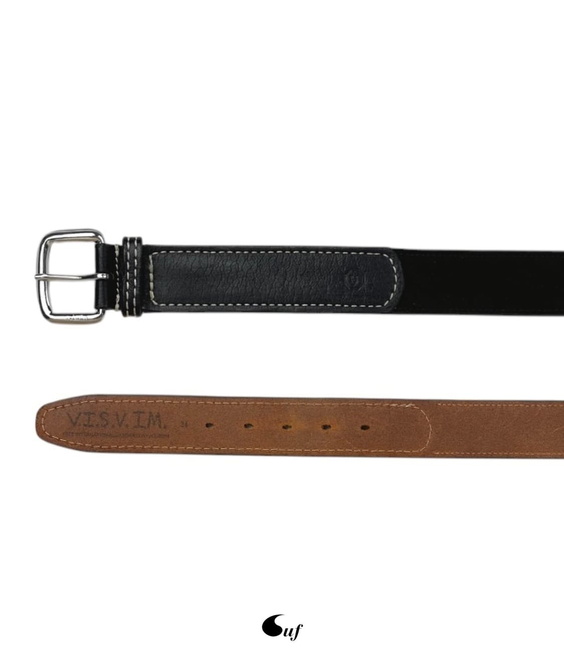 leather patch suede belt 상품이미지1