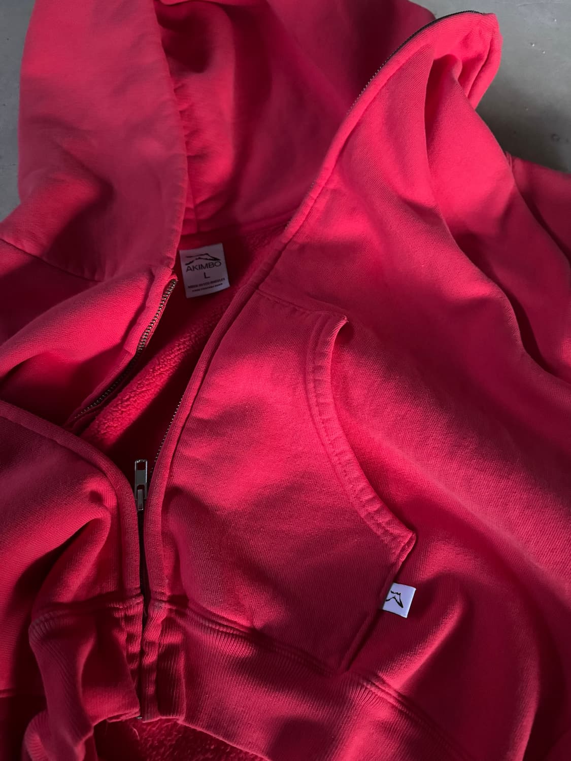 아킴보 클럽 후드 집업 L 레드 상품이미지2