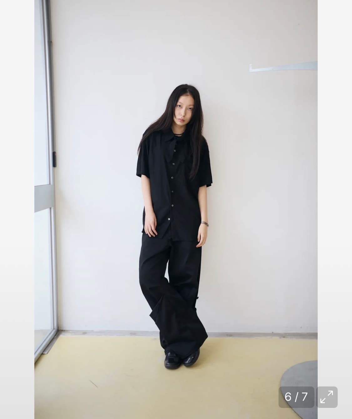 hatchingroom Tie Shirts 1/2 Washed Black 상품이미지6