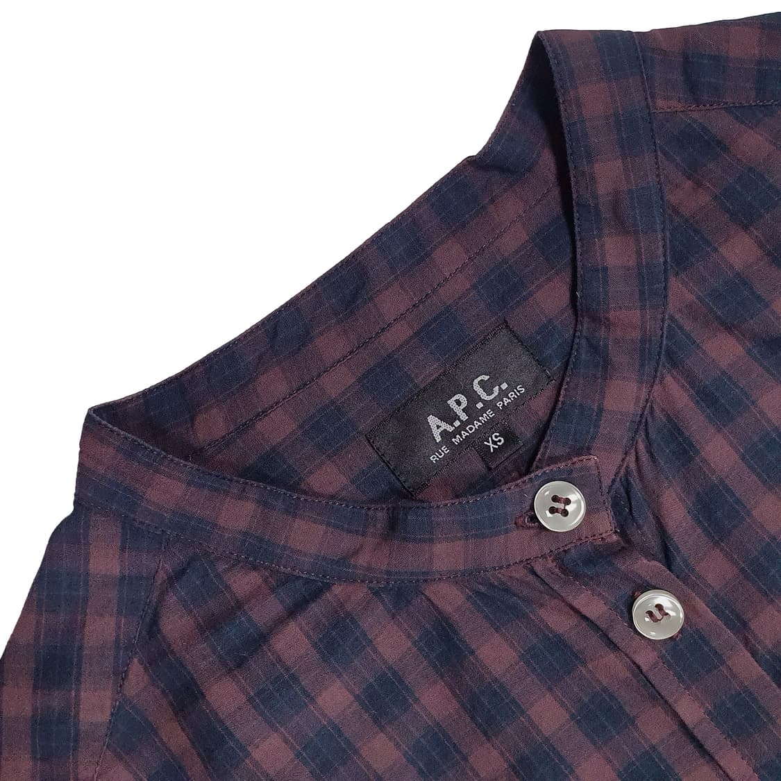 (A.P.C.) 아페쎄 톤다운 차이나 카라 코튼 체크 셔츠 xs 상품이미지3