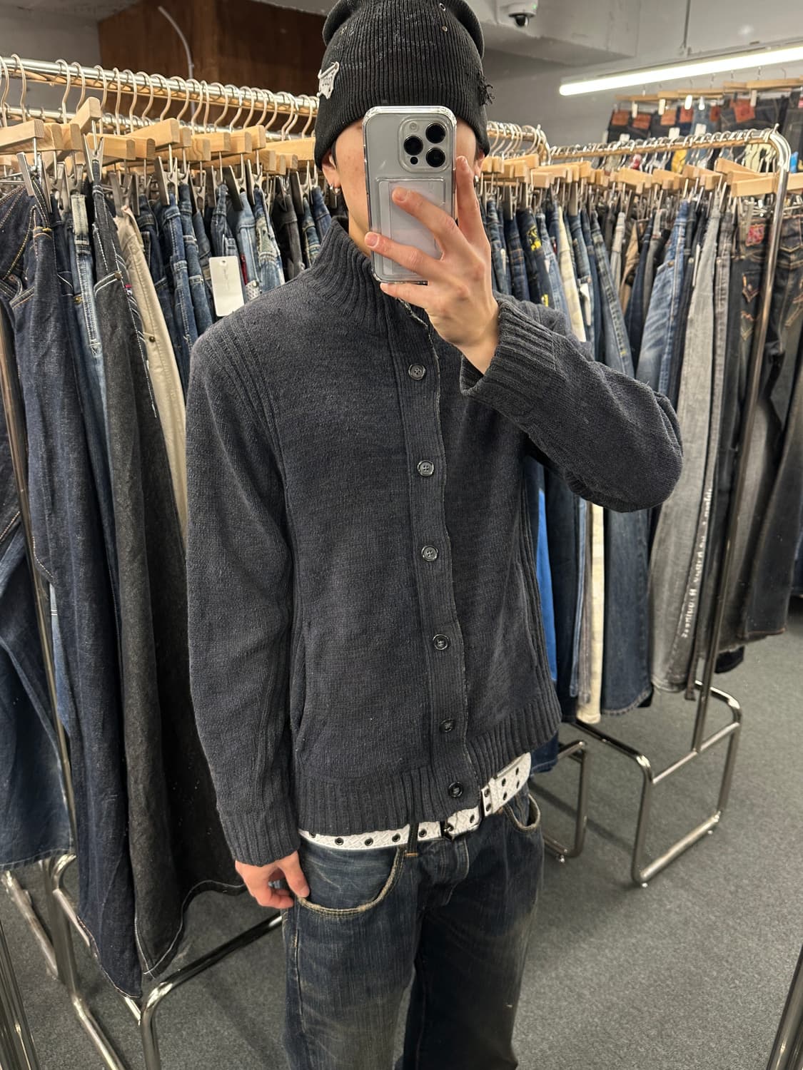 L) 재패니즈 빈티지 SHUMEL 버튼 니트집업 상품이미지1