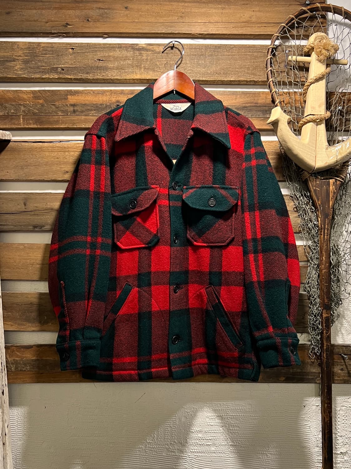[S]80's 울리치 USA 멀티포켓 레드 타탄체크 울 셔츠 상품이미지1