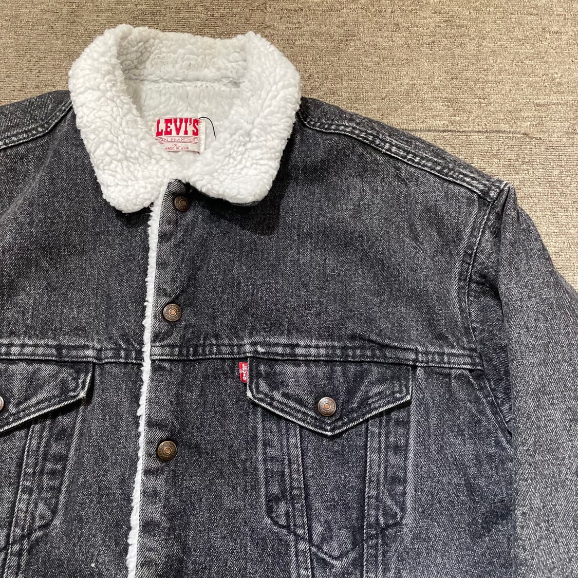 (XL) 80s USA Levi's 리바이스 쉐르파 데님 자켓 흑청 상품이미지7