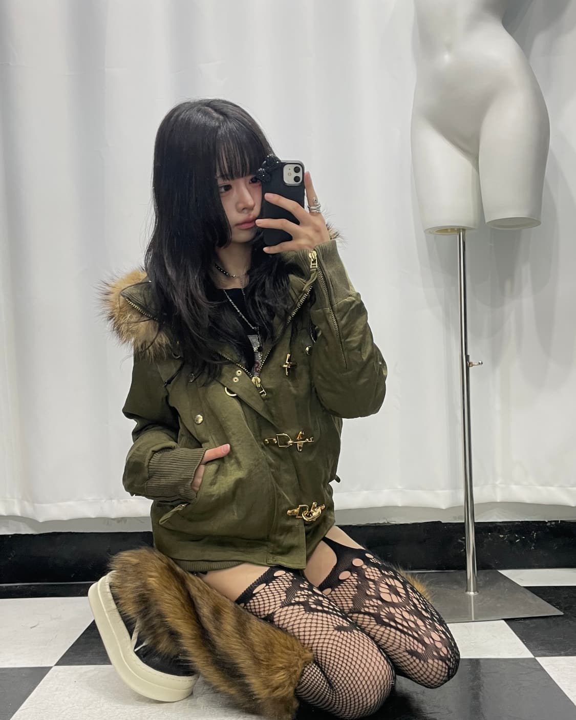 🎸카키 퍼 패딩🎸 상품이미지3