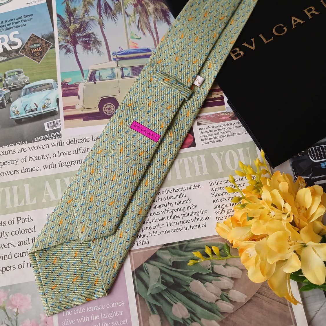 불가리 실크 요트 패턴 세븐폴드 넥타이 9.6cm A등급 A19519
 상품이미지5