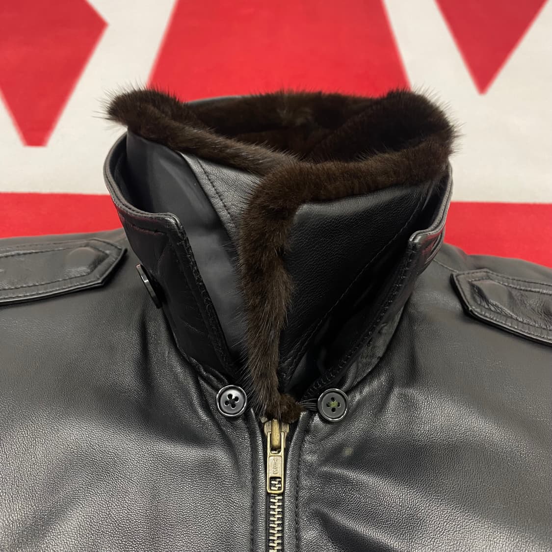 빈티지 리얼레더 밍크퍼 A-2자켓 실측 M -L  상품이미지4