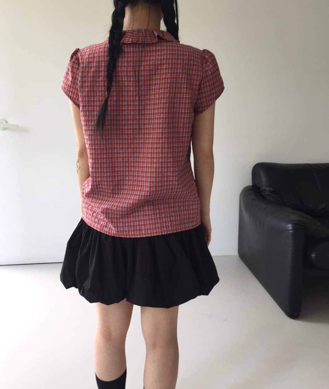 체크 블라우스 상품이미지2