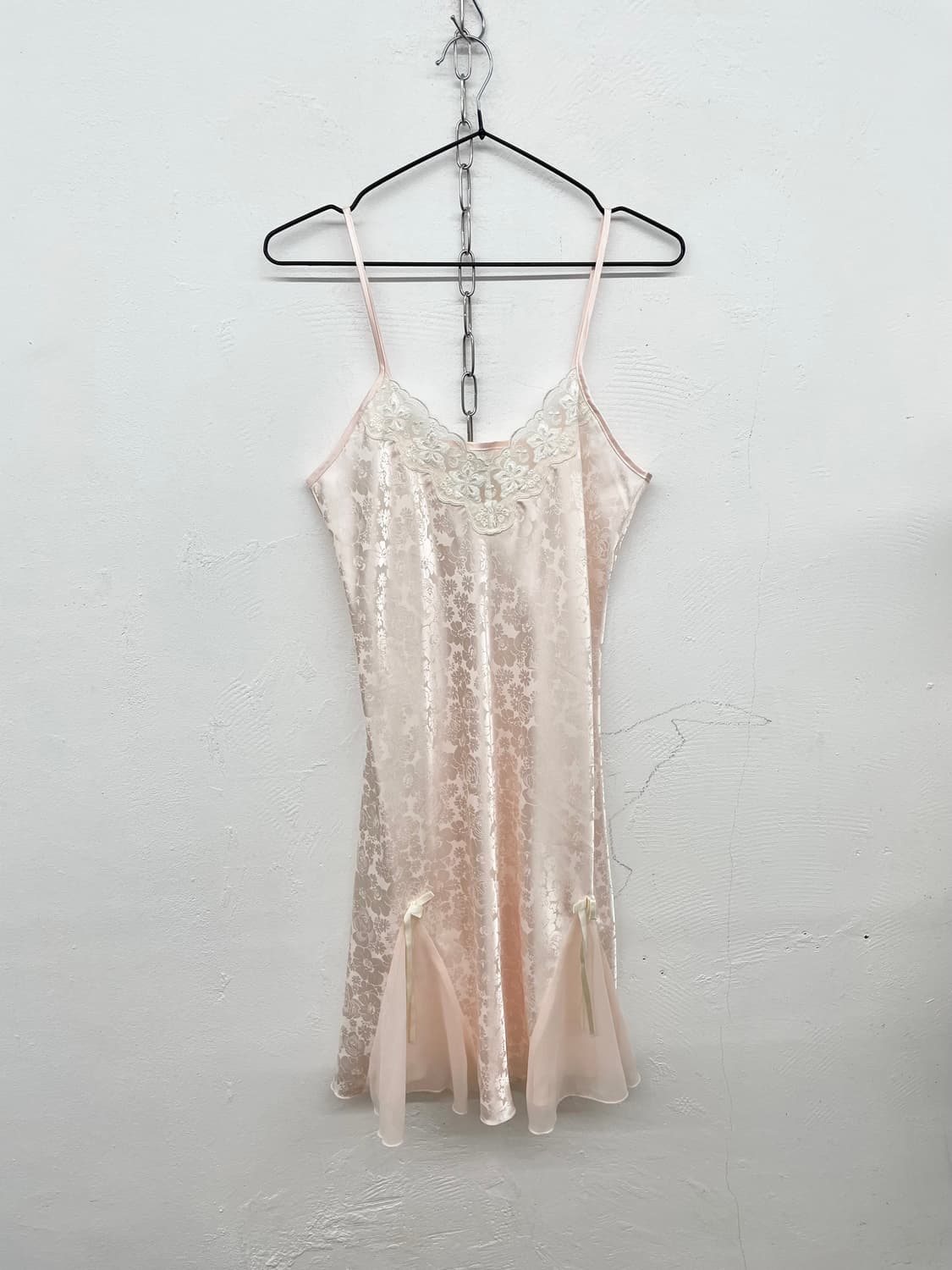 핑크 자카드 레이스 슬립 상품이미지4