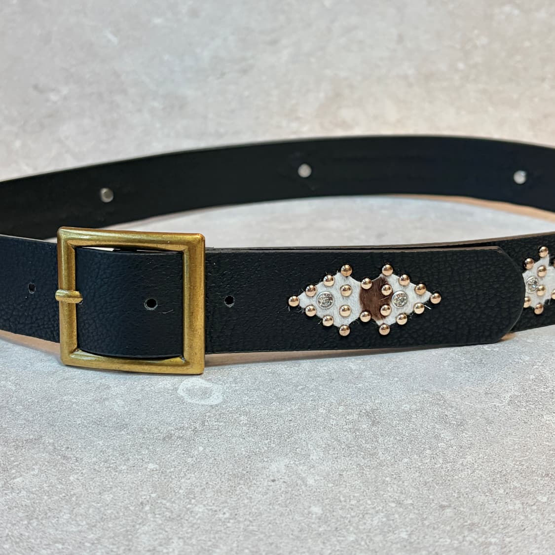 Oribell 에스닉 카우 송치털 애로우 스터드 y2k 웨스턴 가죽 벨트 상품이미지5