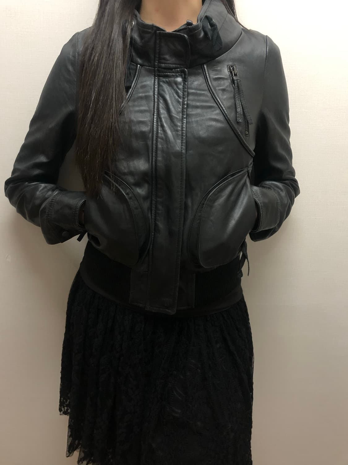 빈티지 블랙 펑크 양가죽 자켓 상품이미지2