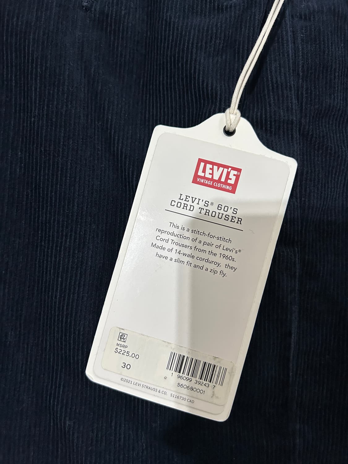 리바이스 LVC 60s 코듀로이 팬츠 상품이미지3