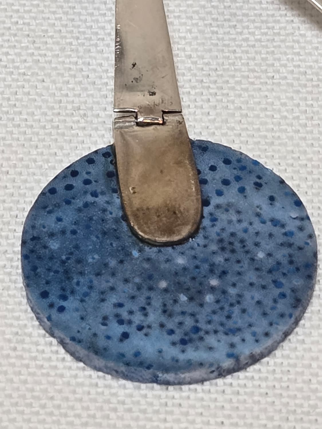 남미 빈티지 블루 스팟 염색 본 이어링 / 라운드 디스크 드롭 실버 상품이미지4