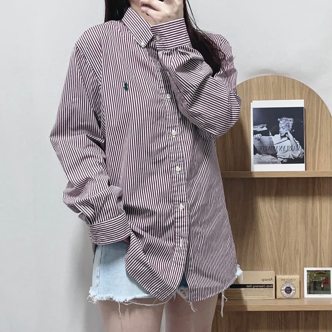 [정품] 폴로 플럼 / 그린포니 스트라이프 셔츠 [ M ] 상품이미지1