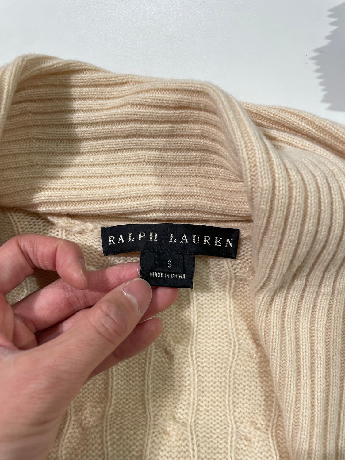 랄프 로렌 아이보리 숄 카라 케이블 오픈 가디건 상품이미지7
