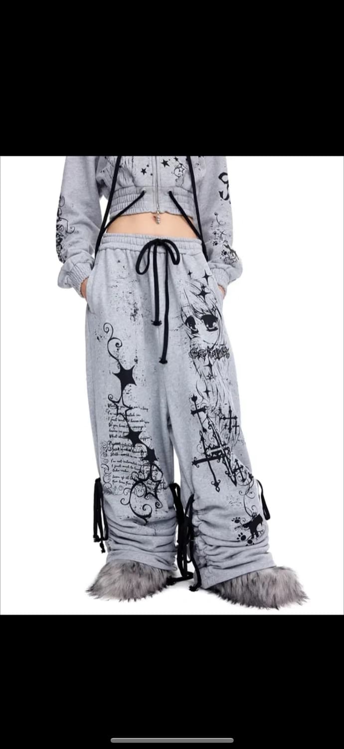 CFIERCE 씨피어스 엔젤걸 그래피티 퍼 후드집업 스웨트팬츠 셋업 세트 상품이미지9