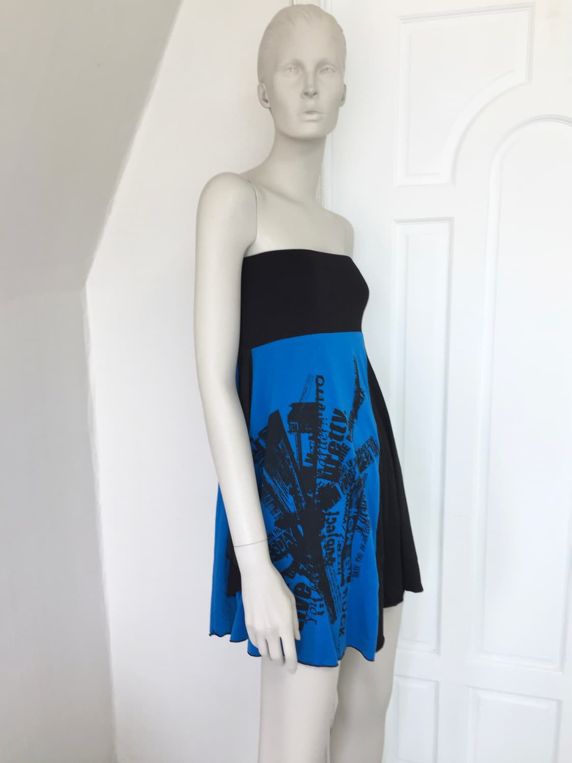 Vintage Print Patchwork Slant Cut Skirt 상품이미지2