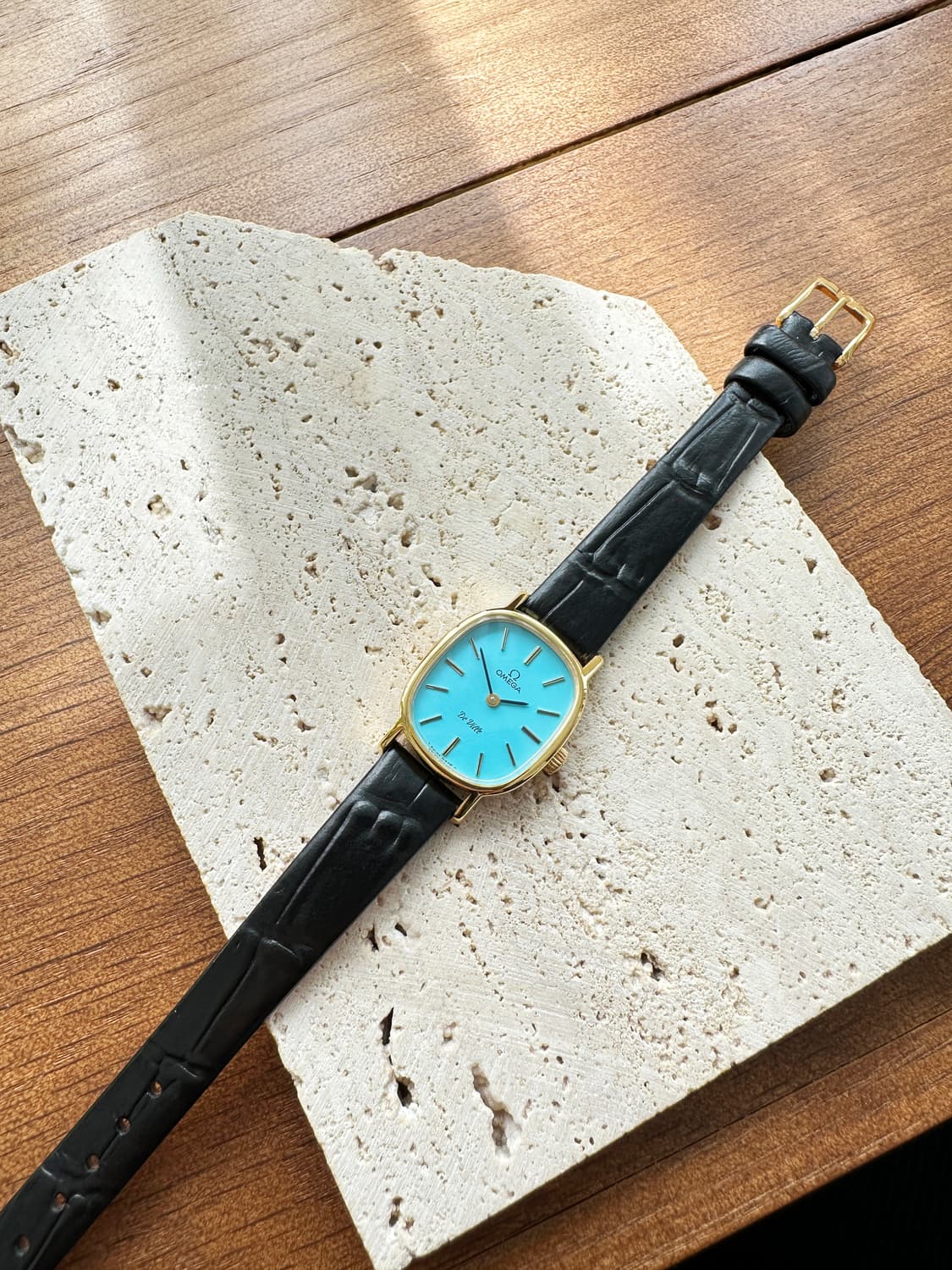 정품 오메가 수동 625 엘립스 이청아 드빌 터키블루 금장 여자 시계 상품이미지4