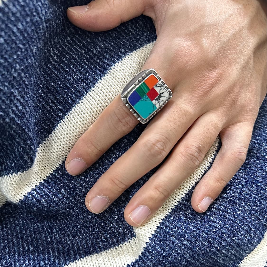 할리우드 렌치 마켓 인레이 925 실버링 상품이미지5