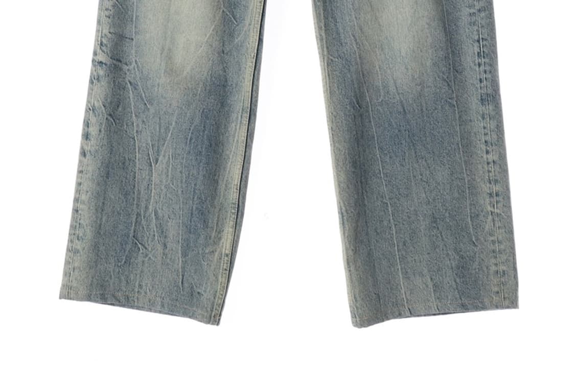 모드나인 연청 워싱 와이드 데님팬츠 30 상품이미지5