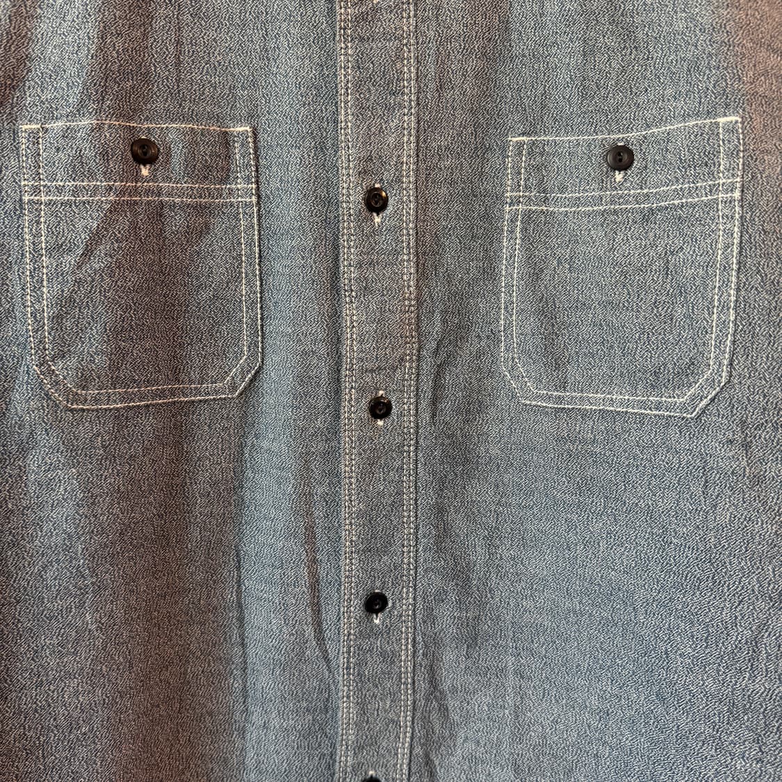 네이비 USN 샴브레이셔츠 M 상품이미지4