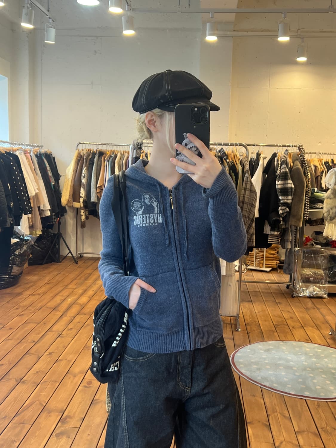 히스테릭글래머 네이비 히스걸 패치 후드집업 상품이미지5