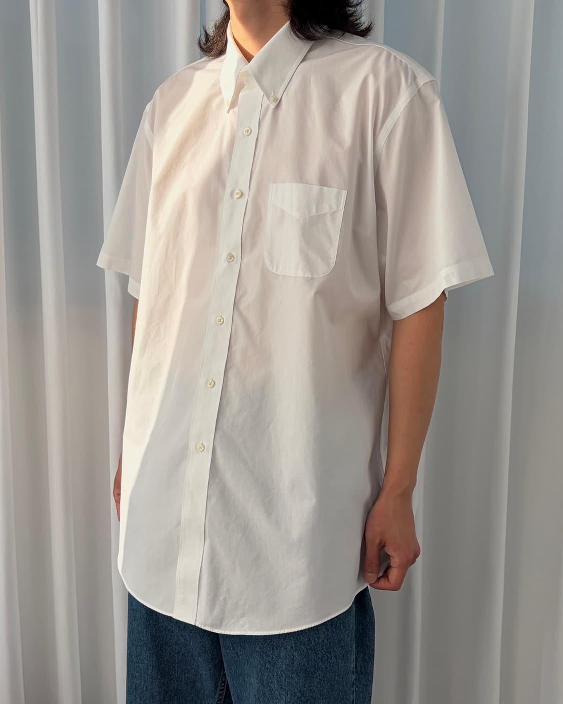 [XL-2XL]브룩스브라더스 수피마 코튼 화이트 반팔 셔츠 상품이미지1