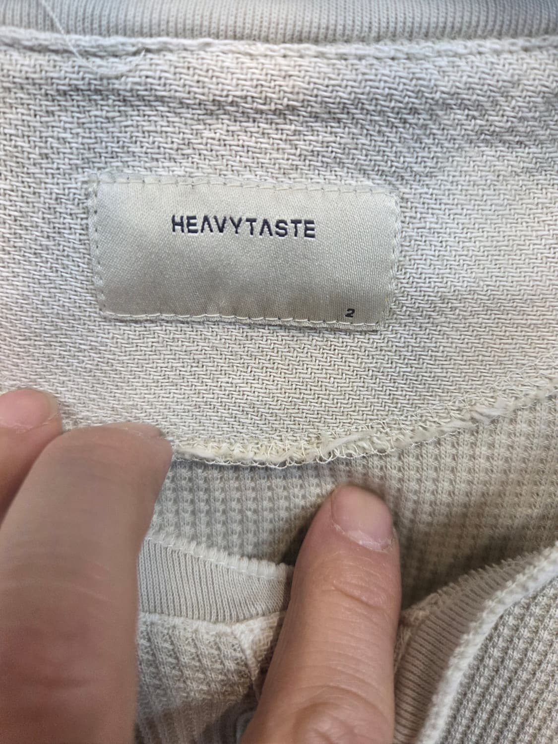 헤비테이스트 빈티지 와플 피그먼트 헨리넥 반팔 대략 xl 상품이미지3