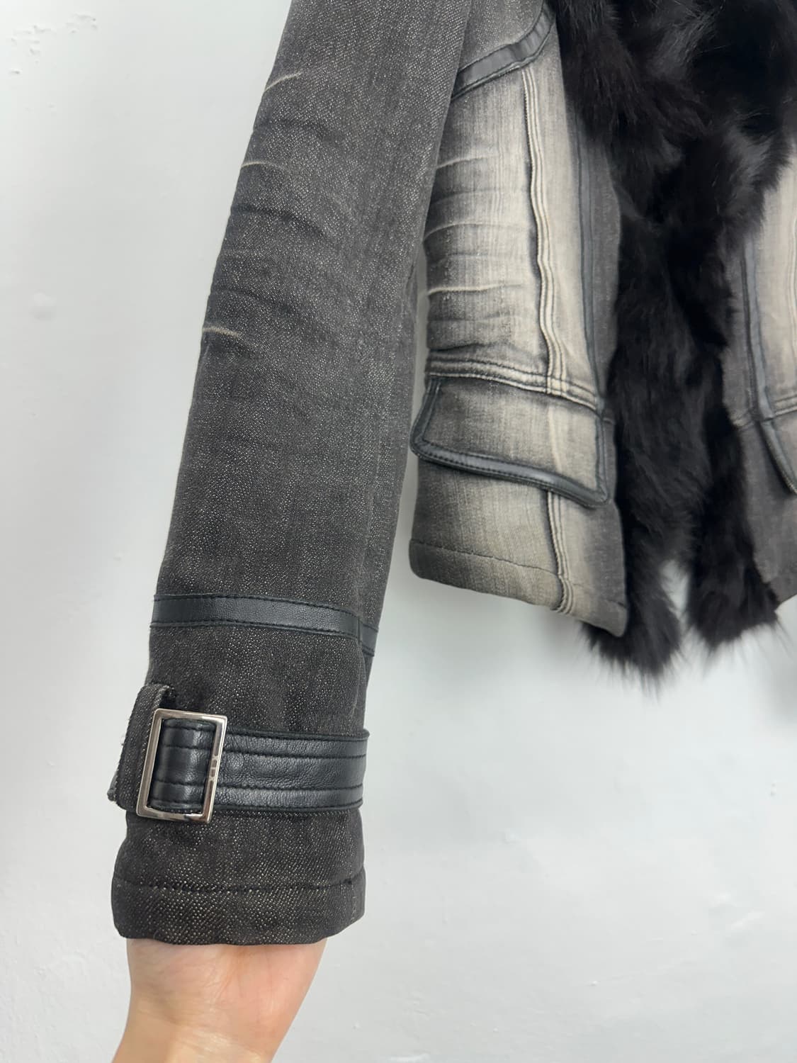 Washed cotton fox fur trimming jacket 상품이미지5