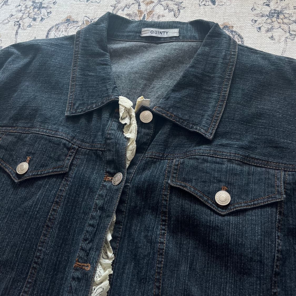 빈티지 프릴 레이스 스트라이프 데님자켓 상품이미지2