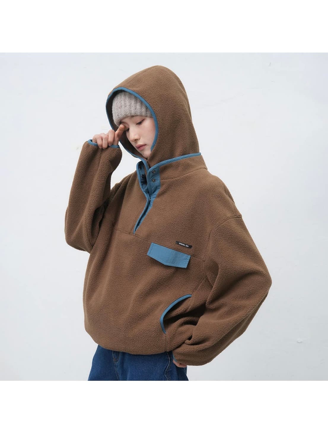 브라운 후드 플리스 상품이미지2