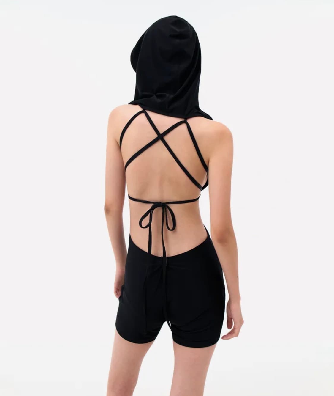 ojos Thigh Slit Hoodie Monokini / Black 상품이미지2